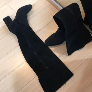 Zara knee high boots, black, suede, Size 8 see details